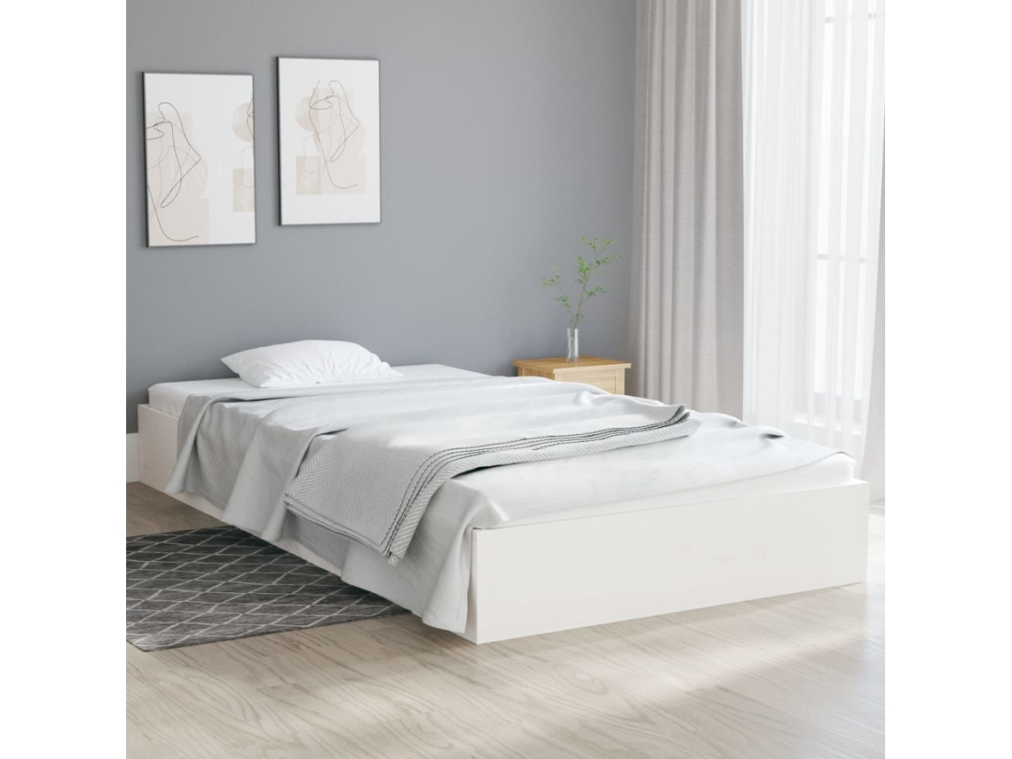 Estrutura De Cama 90x200 Cm Madeira Maciça Branco