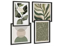 Conjunto De Pinturas Formas E Cores Abstratas Moldura Preta Pinturas De Quarto Espelharte (conjunto De 4 Imagens)