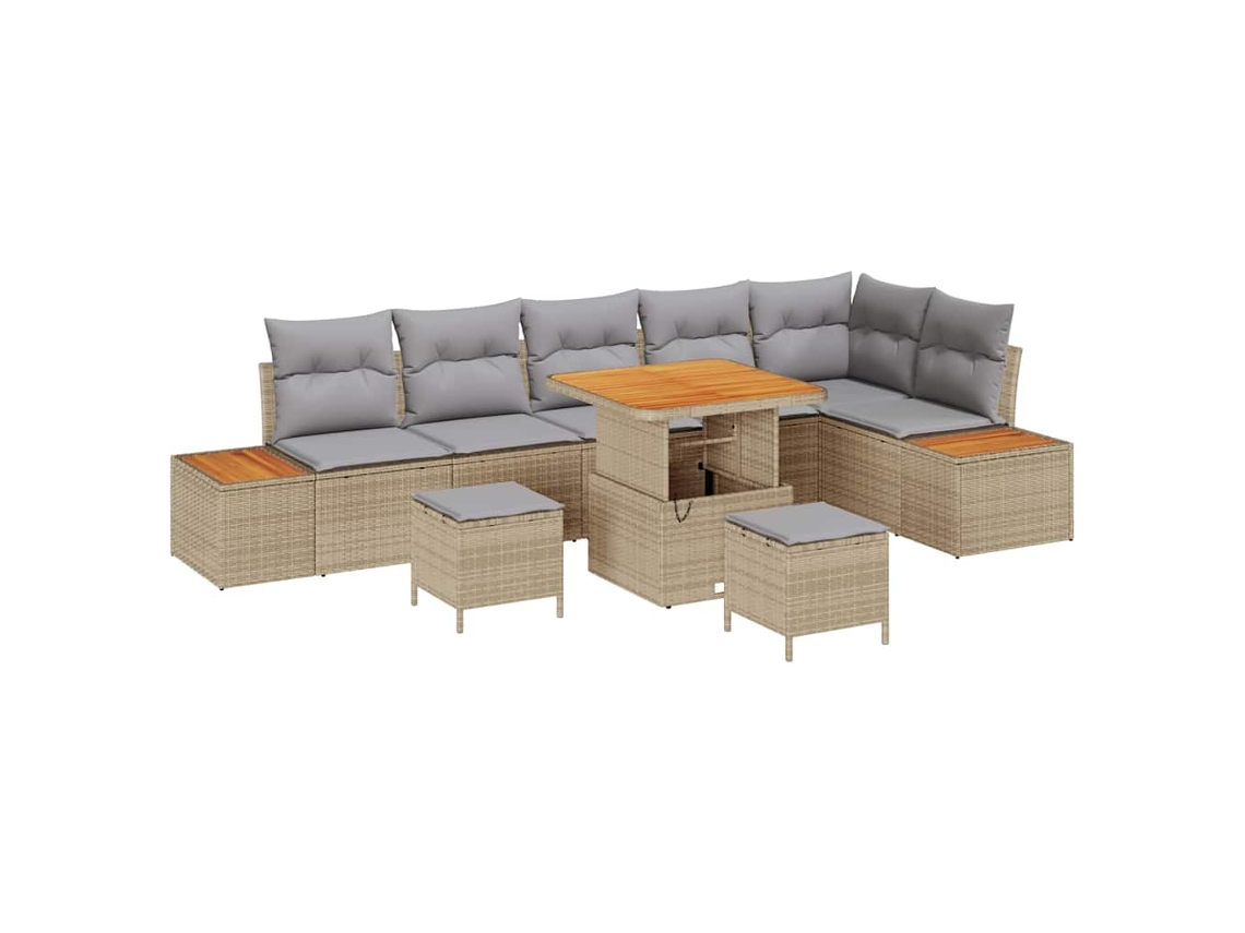 Maison Exclusive - Conjunto De Sofá De Jardim 9 Pcs Bege Rattan Sintético