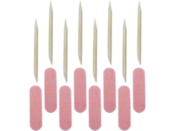 Kit de manicure com 2 peças: Palitos de madeira para unhas lisas e linhas polidas.