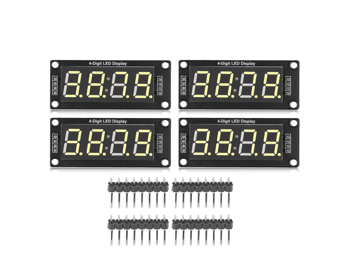 Conjunto de 4 módulos de relógio digital de tubo LED de 4 dígitos e 7 segmentos TM1637 0,56 pol. Amarelo MR041E