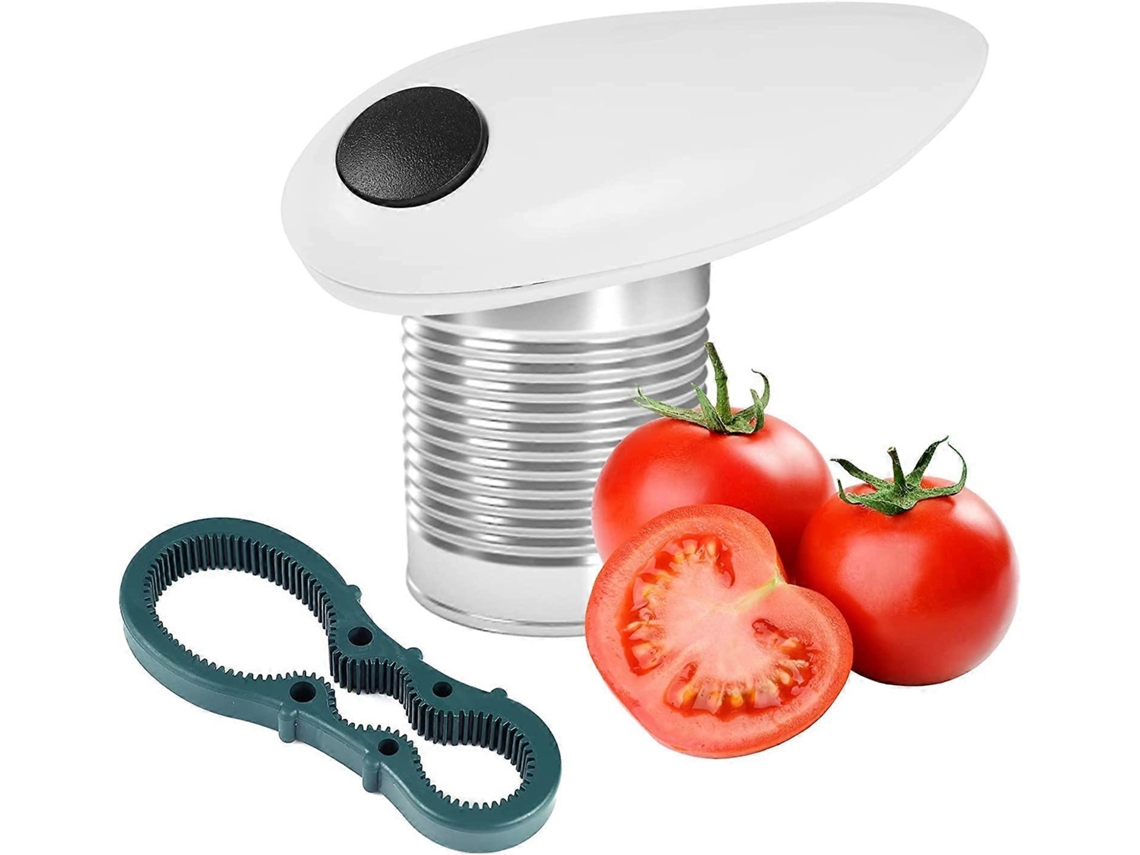 Abrelatas Eléctrico Automático de Un Botón, Abrelatas Manos Libres, Adecuado para Cocina Y Chef, Material Aluminio, Color Blanco