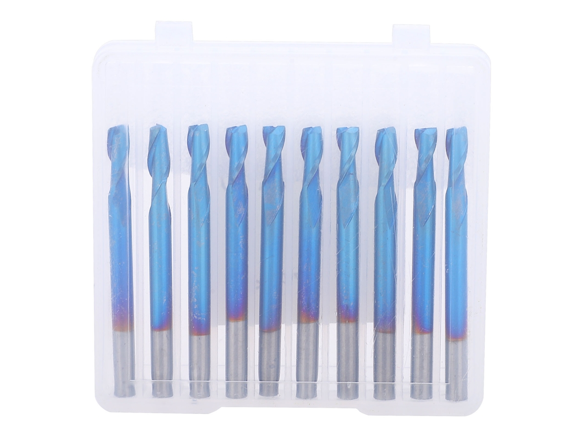 Conjunto De 10 Fresa De Ponta Esférica 2-canais Revestimento Azul Aço De Tungstênio 3.175x8mm Cnc Router Bit