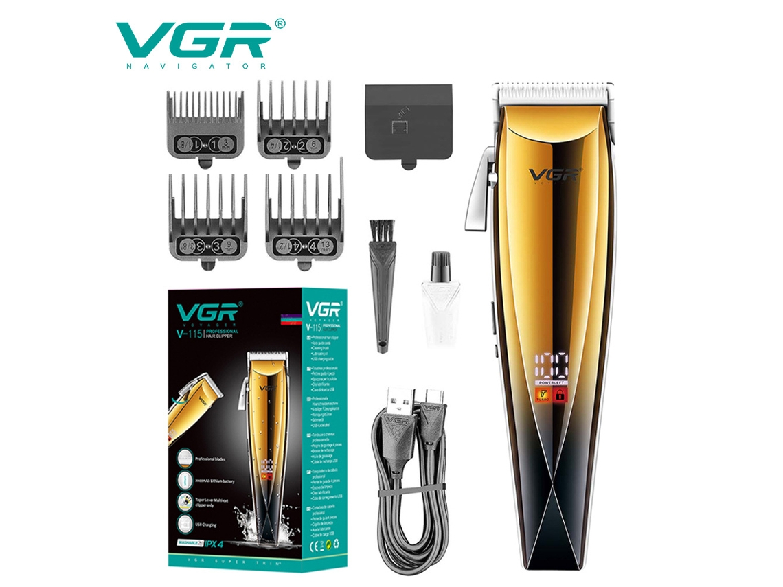 Máquina De Cortar Cabelo À Prova D'água Com Visor Digital E Função De Ajuste Gradual De Potência.