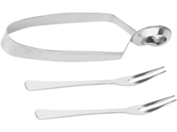 Conjunto De 3 Peças Toyandona Com Pinças Para Caracóis Em Aço Inoxidável Prateado, Compactas E Práticas, Com Dois Garfos