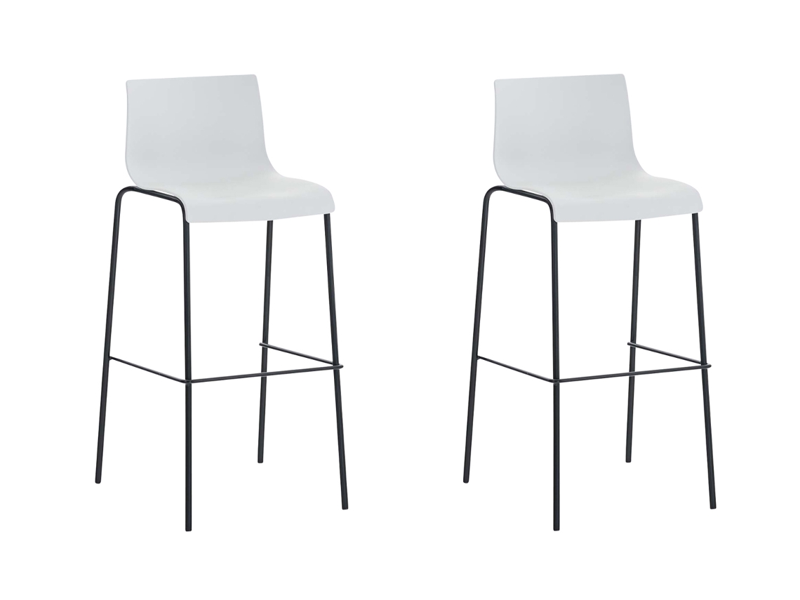 Conjunto de 2 bancos de bar HOVER com estrutura de 4 pernas em plástico branco/preto CLP