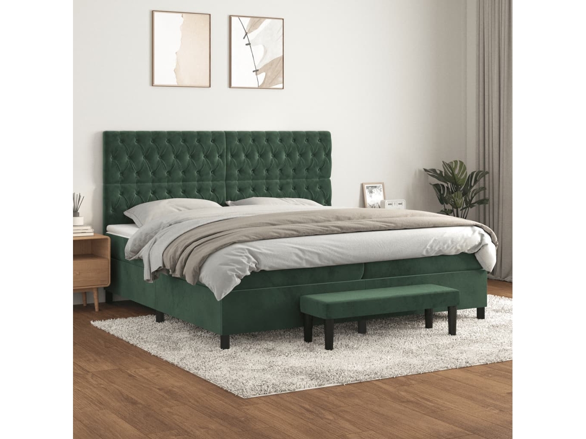 Box Spring Bed, Box Spring Beds Vidaxl Verde Veludo (200 X 200 Cm)