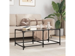Vidaxl Mesa De Centro Com Topo Em Vidro Preto 98,5x50x40 Cm Aço