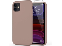 Capa Para Iphone 11 Com Protetor De Tela, Protetora De Silicone Líquido Macio Com Bordas Reforçadas, Para 11 De 6, 1 Marrom Claro