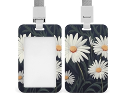 Porta Crachá Daisy, Protetor Vertical Crachá Com Cordão, Camada Plástica Impermeável, Crachá Estojo