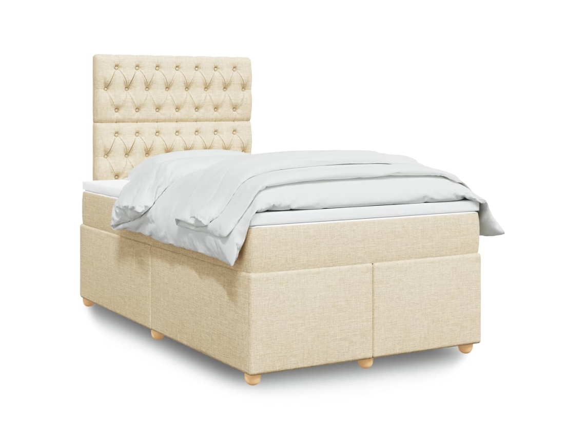 Vidaxl Cama Boxspring Com Colchão 120x190 Cm Tecido Cor Creme