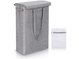 Cesto De Roupa Dobrável, Cesto De Lixo Dobrável Com Tampa, Cestos De Armazenamento De Roupa, Cinza