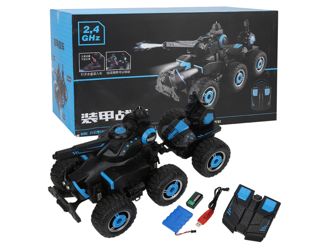 Ats coche de Controle Remoto Stunt com 6 Rodas, Recarregável, Sprayer de Água, Brinquedo de Carro Preto