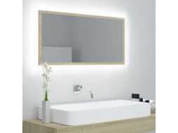 Vidaxl Espelho Casa Banho C/ Led 90x8,5x37 Cm Acrílico Carvalho Sonoma