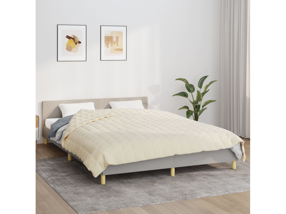 Vidaxl Manta Pesada 13 Kg 200x230 Cm Tecido Creme-claro