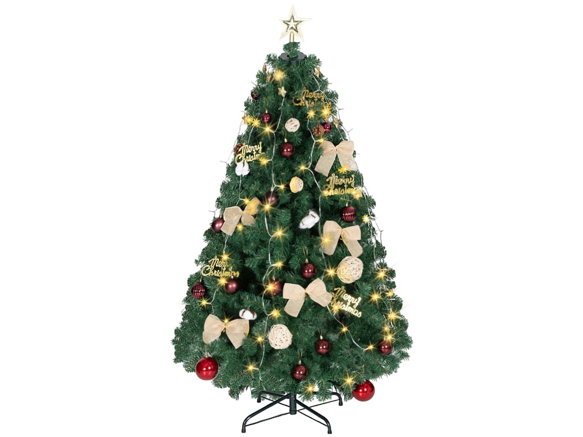 Árvore De Natal Artificial, Cor Verde, Com Iluminação Led, Em Aço, Plástico