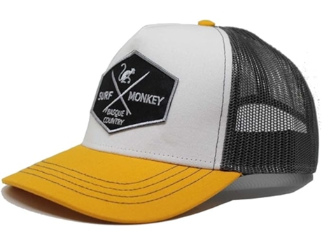 Boné Ajustável Unissexo SURF MONKEY Trucker Viseira Curva Design Painéis Remendo Costurado Frontal Fecho Coroa Amarelo (Tamanho Único)