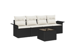Conjunto 5 Conjunto De Sofá De Jardim Vidaxl Preto Vime Pe (55 X 55 X 37 Cm)