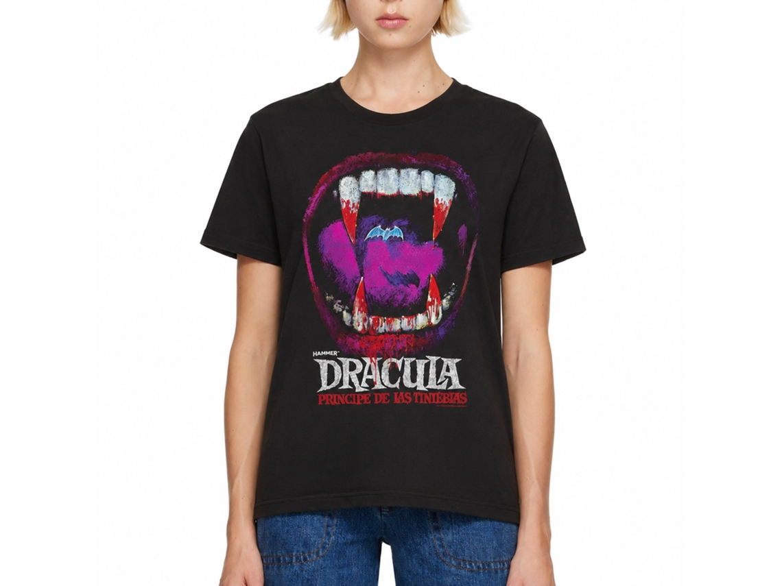 Rockinstone Horror Movies Dracula Bite Black Adult T-shirt Size:xxl