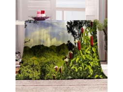 Manta Estampa de Floresta Verde no Topo em Microfibra 80x150cm