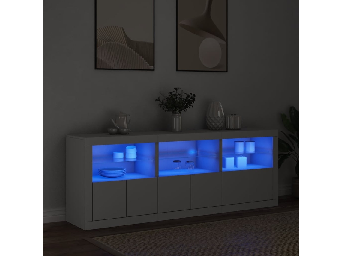Aparador Com Luzes Led 181,5x37x67 Cm Branco Dkd Home Decor