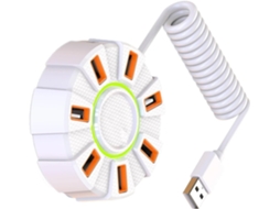 Hub Usb 2.0 Para Múltiplos Dispositivos, 7 Portas Com Iluminação