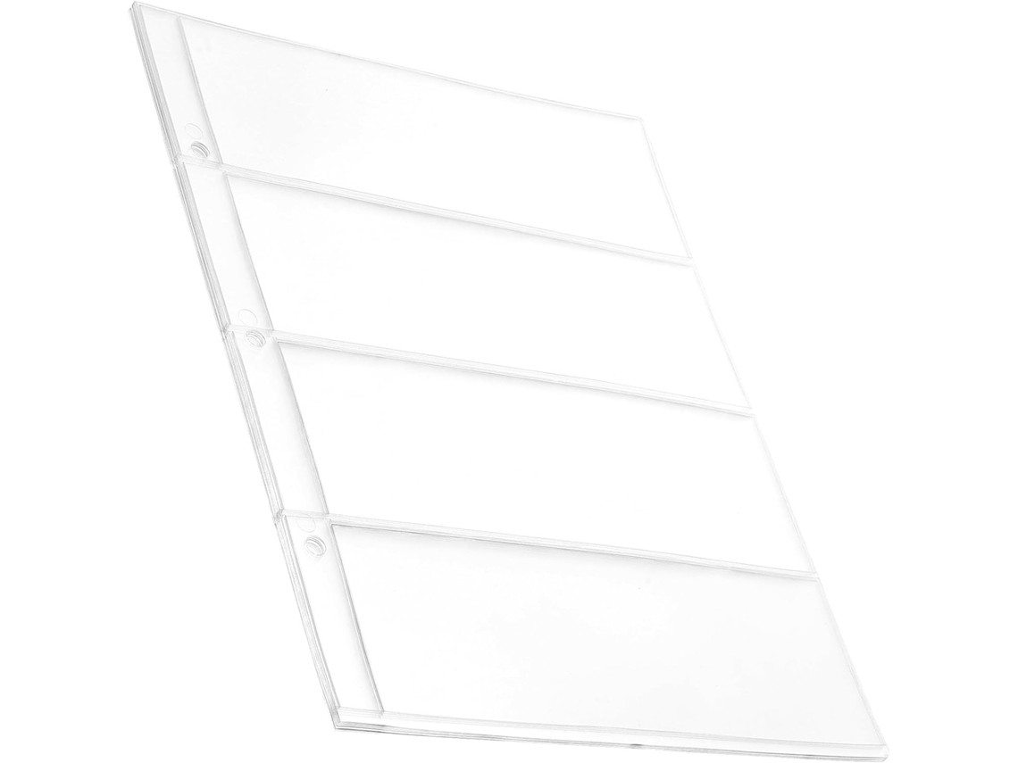 Páginas para álbum de colecionador de cartões Hanabass, 10 unidades de camadas transparentes de PVC com 4 compartimentos cada.