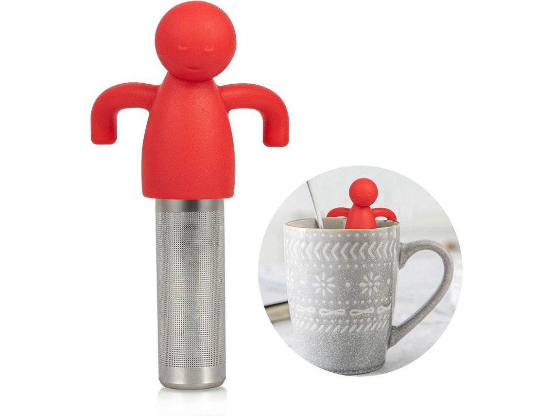 Rebe-infuser De Teé Bonito De Acero De Acero Con Mesque Con Mesque Con Mesque Para Lexo de Lexo, Rojo