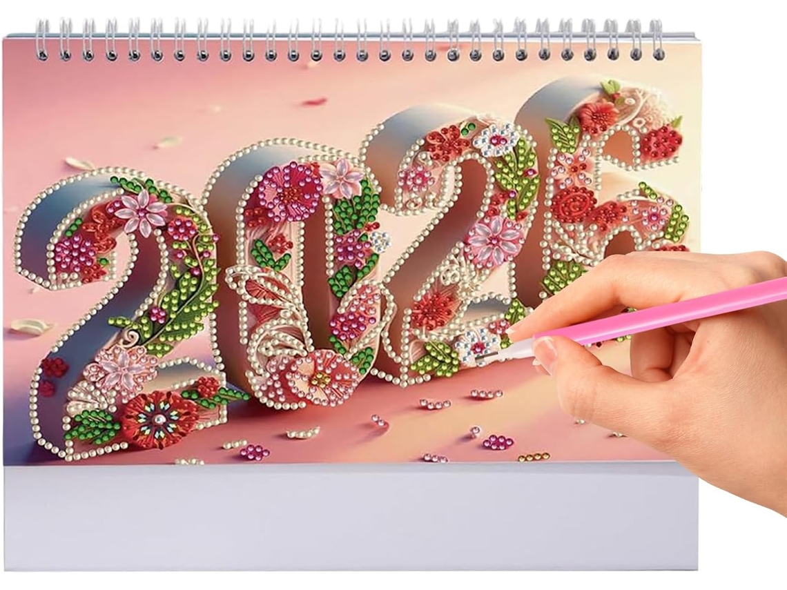 Calendário De Mesa- Pintura Em Cristal- De 2026- Organização Mensal Divertida- Decoração De Desenho Animado-