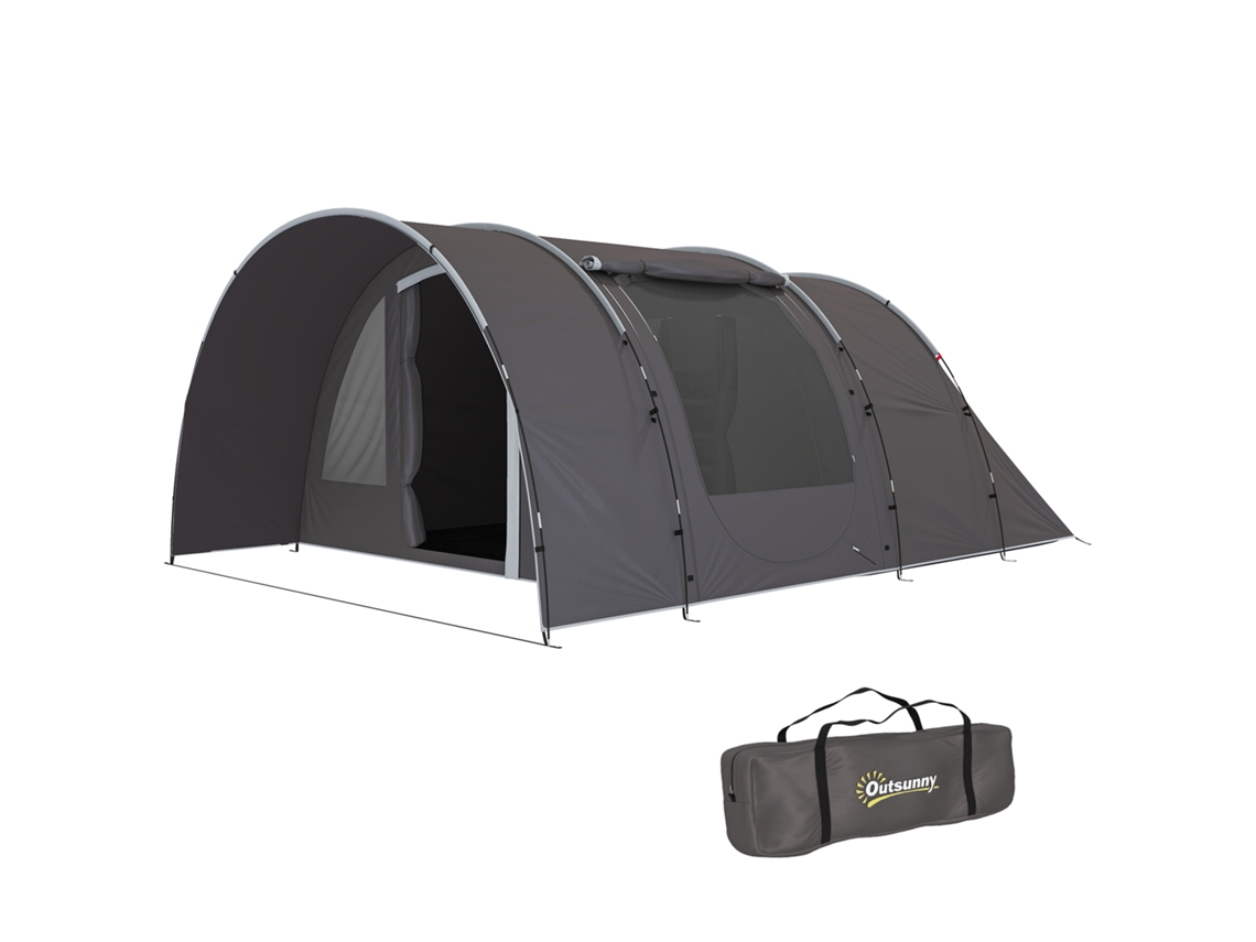 Barraca de Camping com Varanda, 4-6 Pessoas, Leve, Ventilada, Cinza PONTOCASA