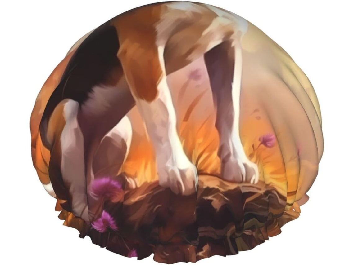 Touca De Banho Nerdy Beagle Para Mulheres, Impermeável, Reutilizável, Com Cordão Elástico Lavável, Adequada Para Cabelos