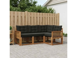 Vidaxl Conjunto De Sofás Para Exterior 4 Pcs Natural E Preto