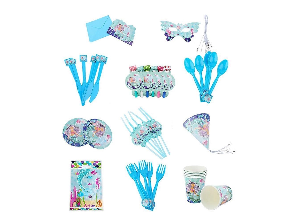 Conjunto De 16 Pratos De Papel Descartáveis, Facas, Garfos E Talheres Para Bolos De Aniversário PENGDSJE