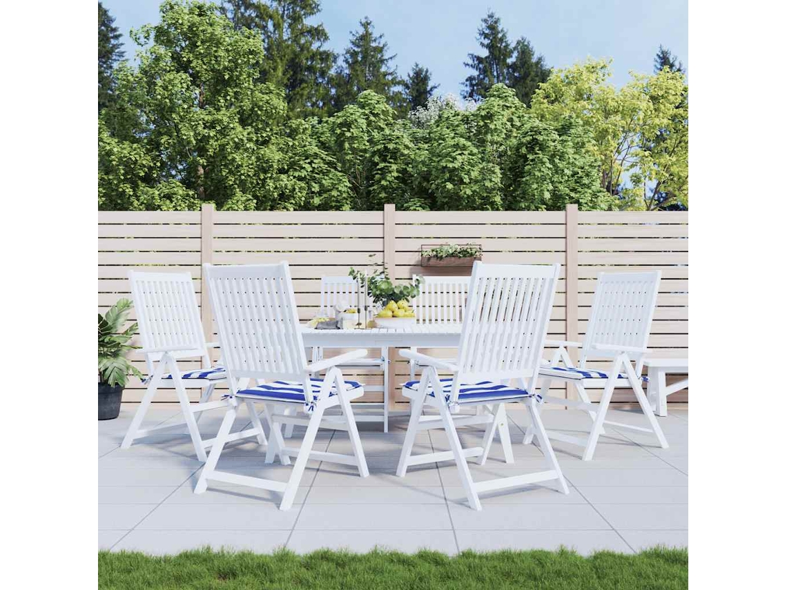 Vidaxl Almofadões P/ Cadeira 6pcs 40x40x3 Cm Tecido Riscas Azul/branco