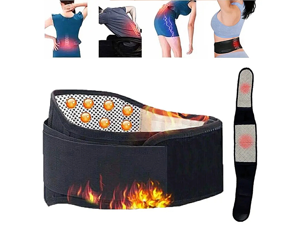 Cinta Lombar Ajustável com Aquecimento Automático para Terapia Magnética, 20 Ímãs, Tecido Não Tecido. MDUG