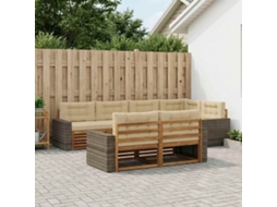 Vidaxl Conjunto De Sofás Para Exterior 7 Unid. Natural E Bege