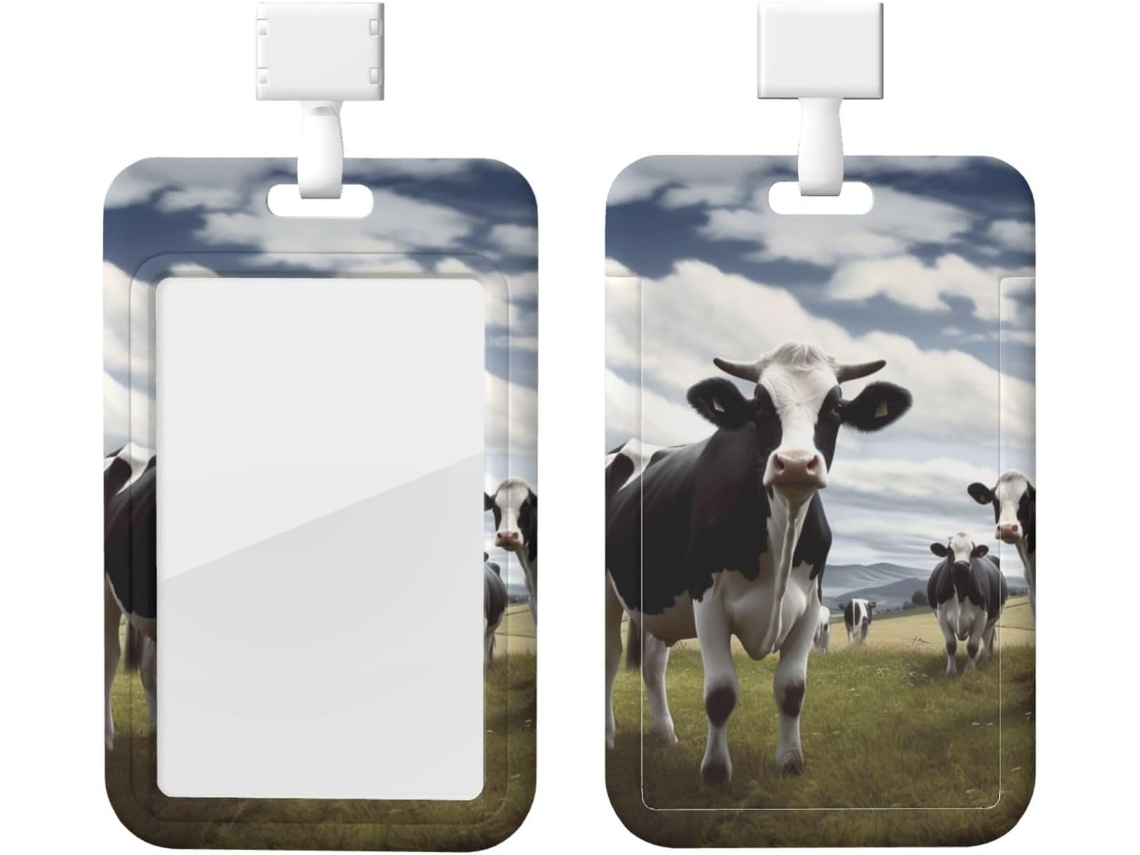 Suporte para Crachá com Cordão, Suporte de Plástico Impermeável, Fotos de Vacas na Fazenda, Suporte Vertical Retrátil para Crachá