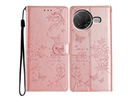 Capa Tipo Carteira Para Celular Xiaomi Poco F7 Pro 5g / F7 Ultra 5g / Redmi K80 Pro 5g / K80 5g, Capa Flip De Couro Com Estampa Floral De Borboleta E