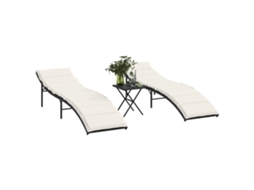 Vidaxl Espreguiçadeiras Com Mesa 2 Pcs Vime Pe Preto
