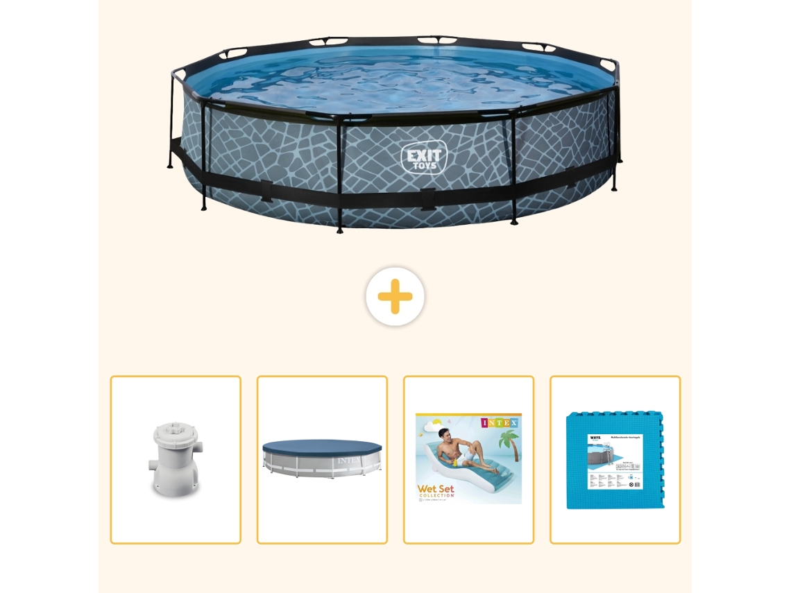 Exit-toys Piscina Exit Redonda - Efeito Pedra - 360x76 Cm - 5-peças S303