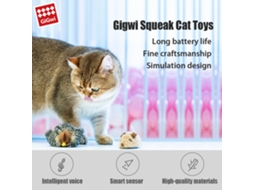 Juguete Interactivo para Gatos Gigwi Mouse Con Sonido Electrónico Chirriante, Seguro para Pilas, Material Duradero.