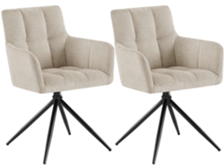 Conjunto De 2 Cadeiras De Jantar Jonah Tecido Creme