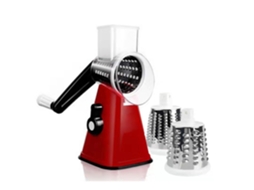 Ralador De Queijo Com Cabo, Ralador De Queijo Manual, Ralador Giratório Com 3 Lâminas Substituíveis Para Legumes, Frutas, Alimentos E Nozes, Vermelho