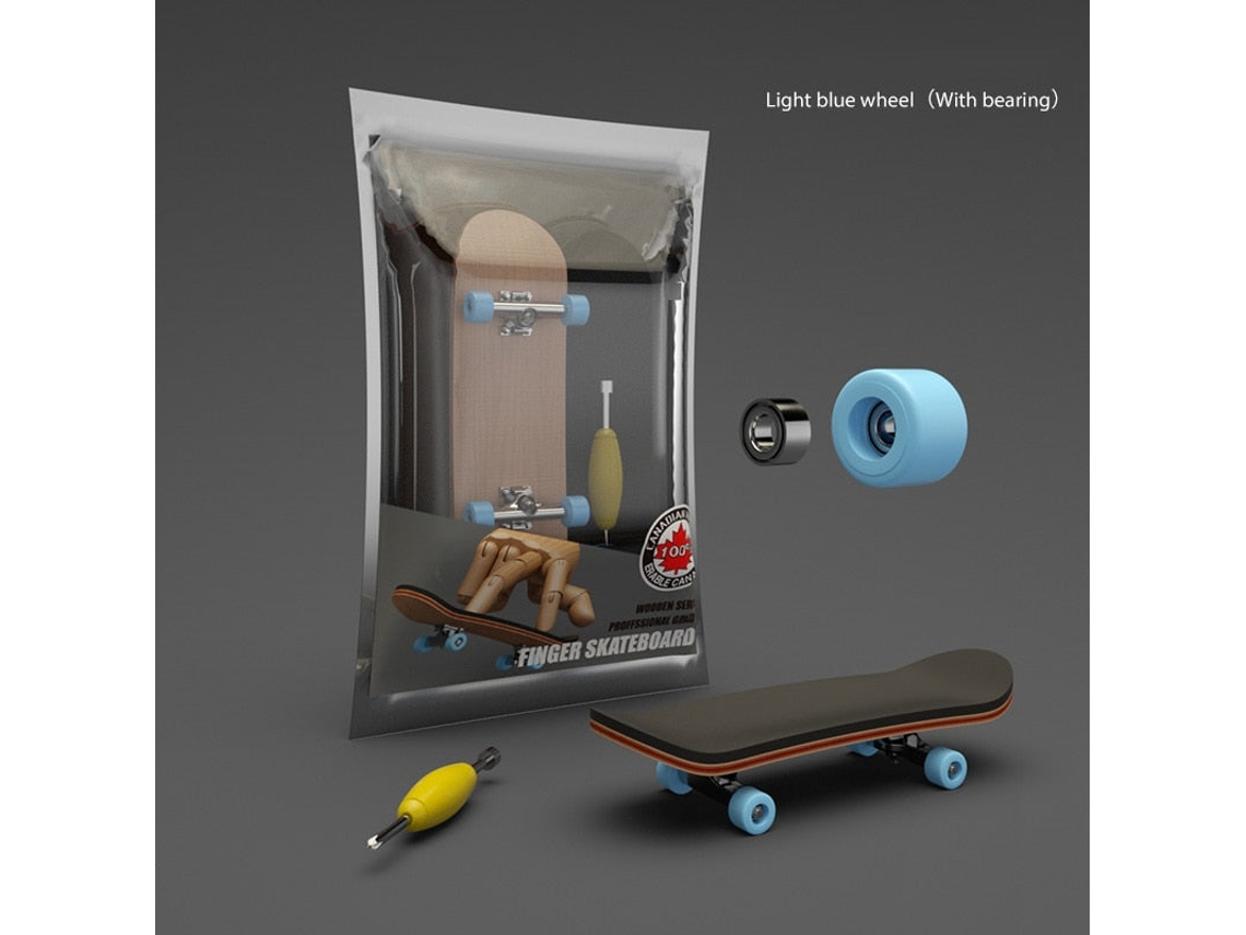 Fingerboard Skate Dedo Profissional Madeira Rolamento Kit 4