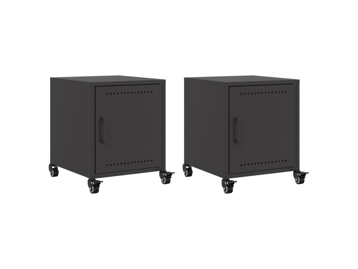 Bedside Cabinet, Bedside Cabinets Vidaxl Preto Aço (n/a)