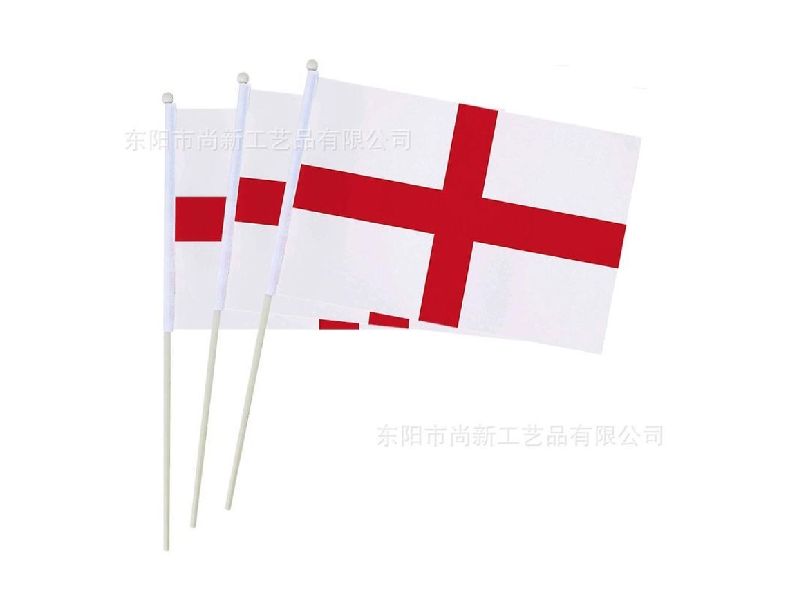 Peças De Bandeira Da Inglaterra Com Pau 14x21cm Poliéster Tamanhos Múltiplos Copa Do Mundo Uk