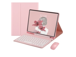 Capa Teclado para Ipad Pro9 7 Polegadas/Ar/Air2/2017/2018 Universal Teclado Amovível com Rato Bluetooth Rosa SIURN (Outlet Grade A)