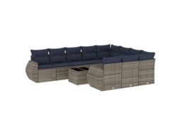 Conjunto de Sofá de Jardim, 11 Peças, Almofadas, Rattan Cinza MAISON EXCLUSIVE