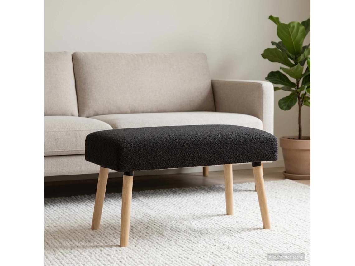 Vidaxl Banco Liso Preto 80 X 40 X 46 Cm Bouclé