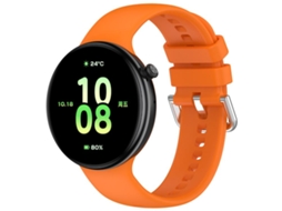 Bracelete Para Honor Watch Fit - Silicone Cor Sólida - Fivela Prateada Laranja